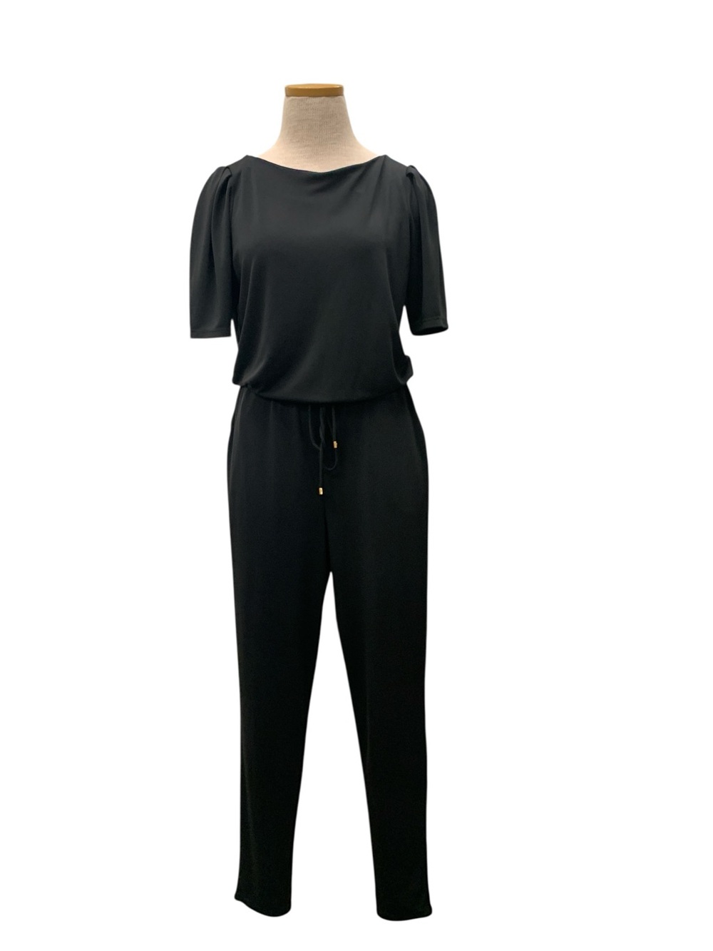 Ralph Lauren Black Short Sleeve Drawstring Jumpsuit Size M